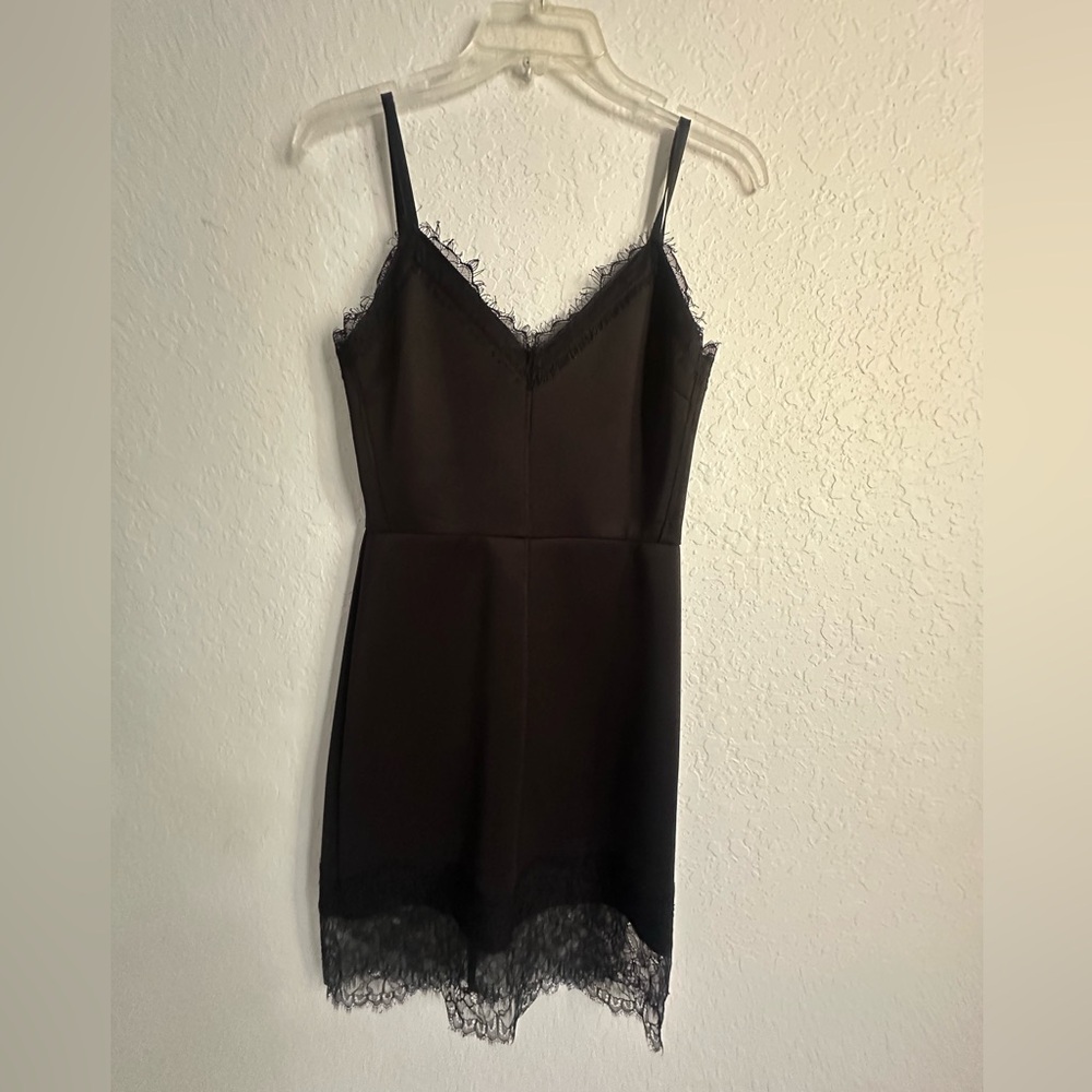 love...ady Strappy Lace Trimmed Scuba Dress
